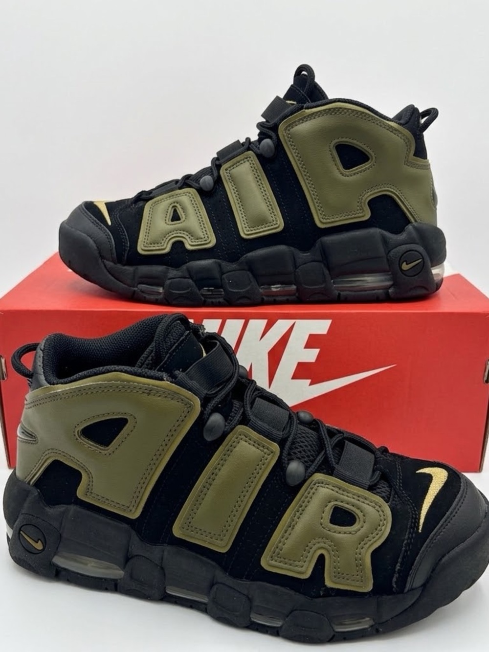 Nike Air More Uptempo Men’s Athletic Shoes in Olive and Black